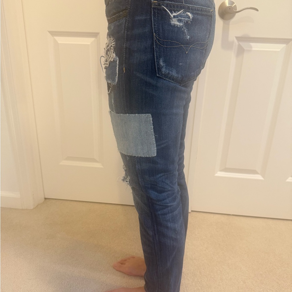 Ralph Lauren Distressed Blue Patchwork Jeans - image 7